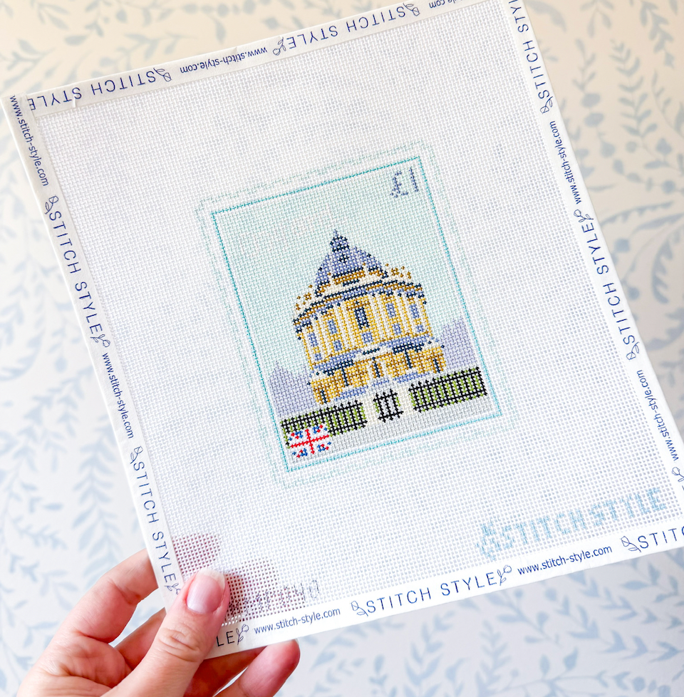 Oxford, England 18 Mesh Travel Stamp Needlepoint Canvas
