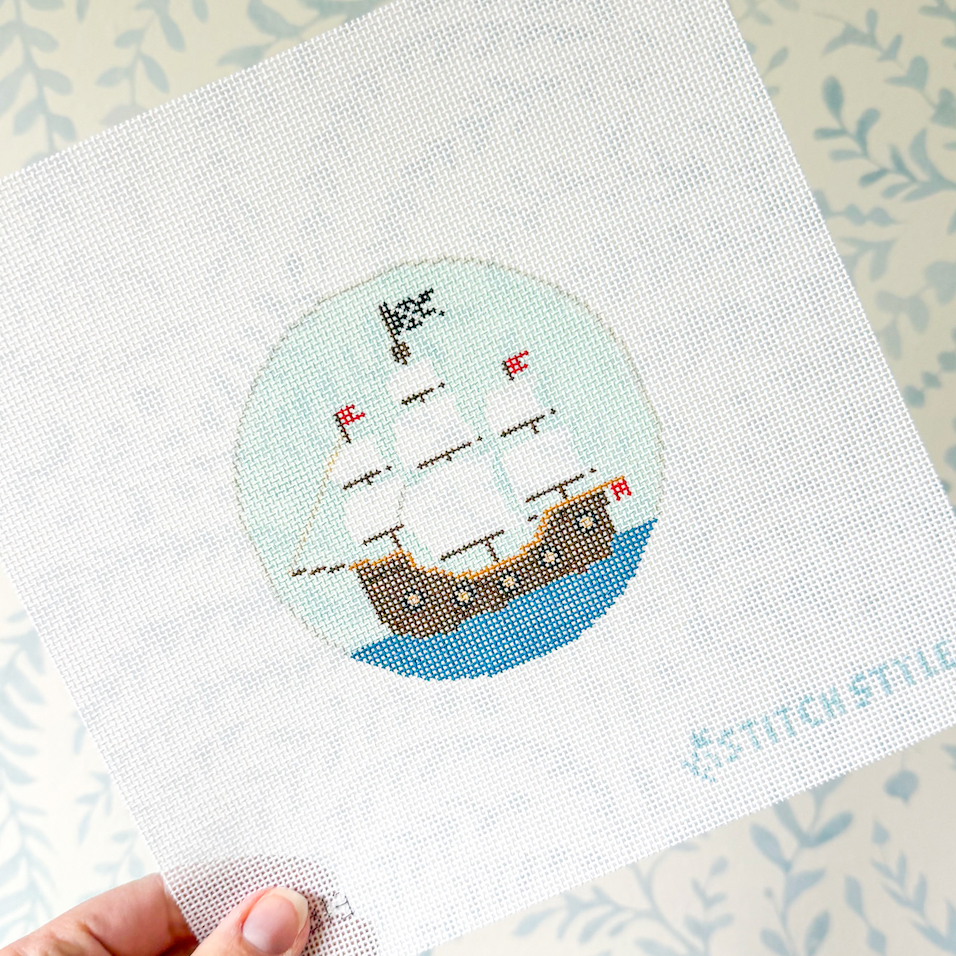 Pirate Ship 18 mesh Needlepoint Canvas