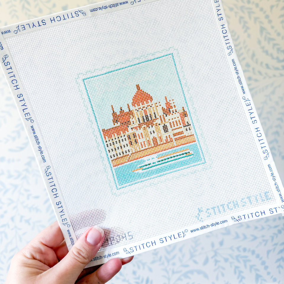 Budapest 18 Mesh Travel Stamp Needlepoint Canvas
