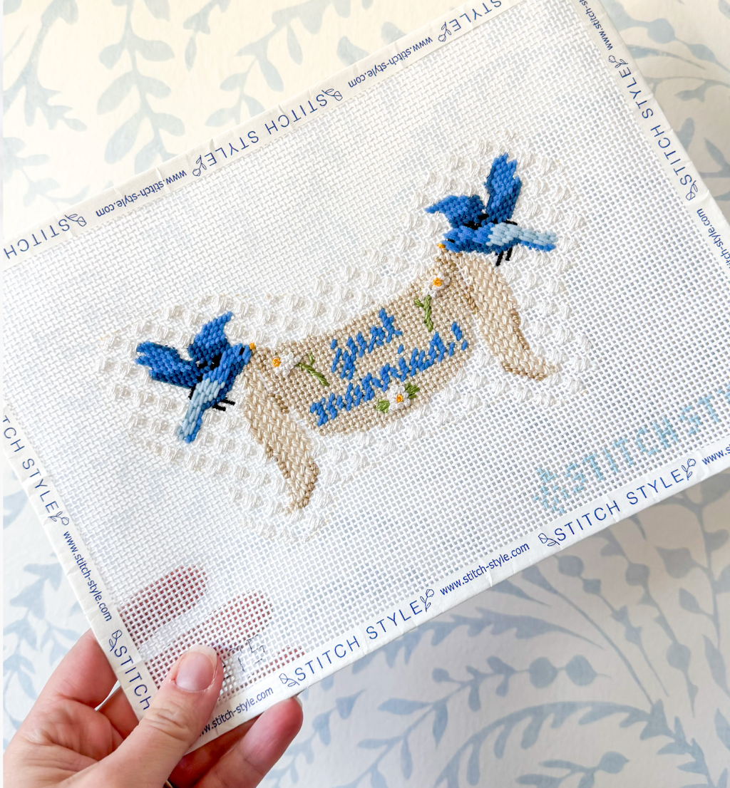 Bird Wedding Banner 13 count Needlepoint Canvas