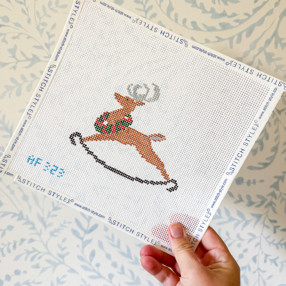 Reindeer Rocking Horse 13 mesh Needlepoint Canvas