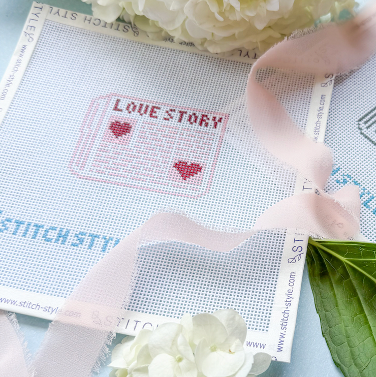 Love Story Newspaper 18 mesh Needlepoint Canvas