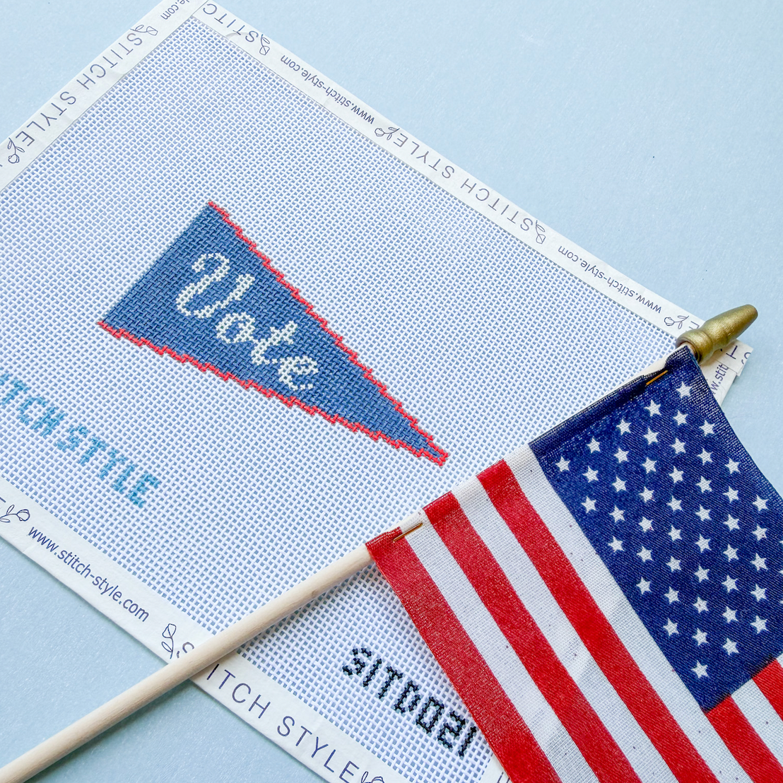Vote Pennant 18 mesh Needlepoint Canvas