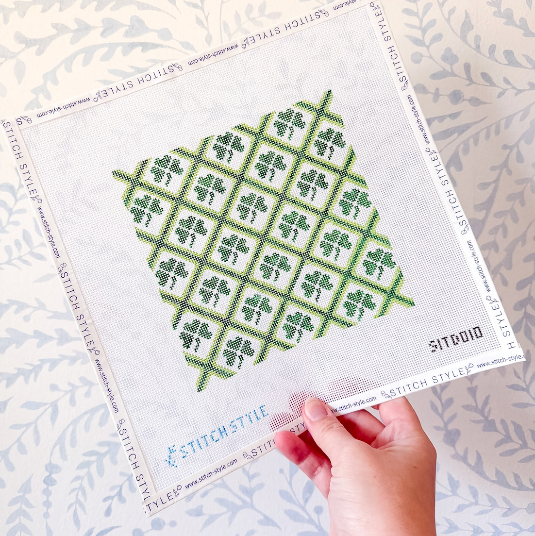 Shamrock Trellis Square 18 mesh Needlepoint Canvas