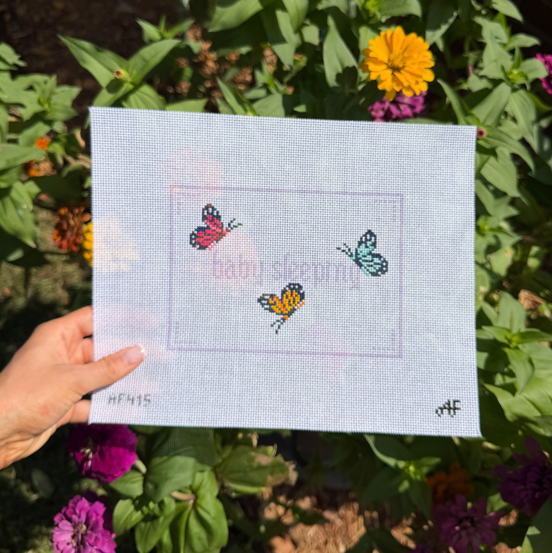 Baby Sleeping Butterfly Sign 14 mesh Needlepoint Canvas