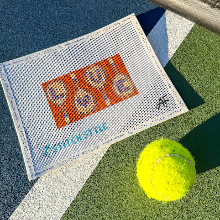 Tennis Racket Love Insert 13 mesh Needlepoint Canvas