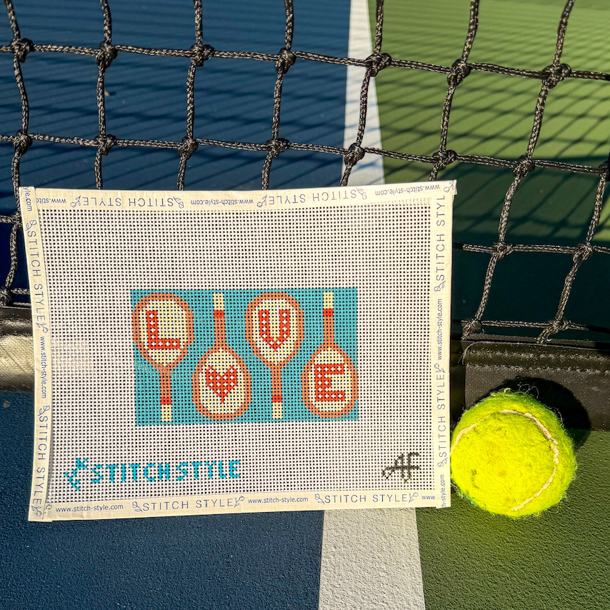 Tennis Racket Love Insert 13 mesh Needlepoint Canvas