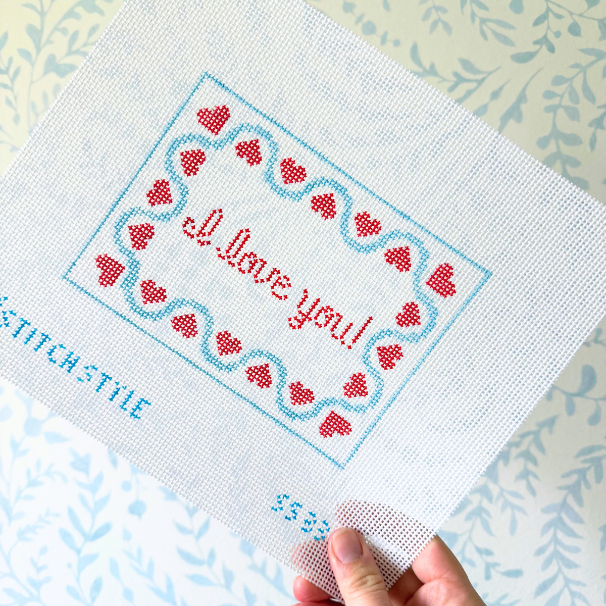 I love you 13 mesh Needlepoint Canvas