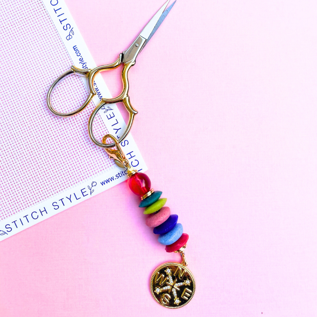 MOLLYBEADS Scissor Fob- Rainbow Compass