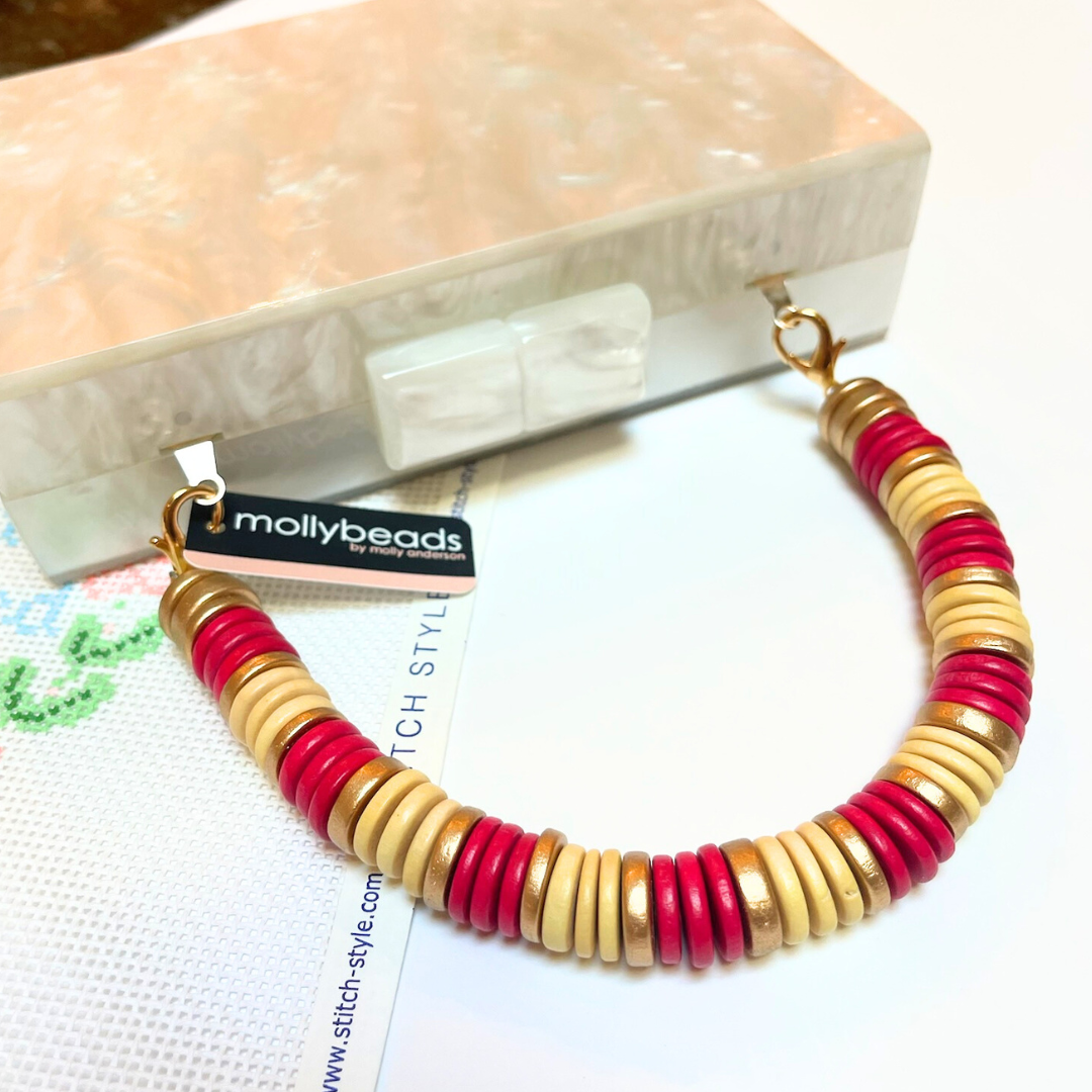 MOLLYBEADS Clutch Handle- Yellow, Red & Gold