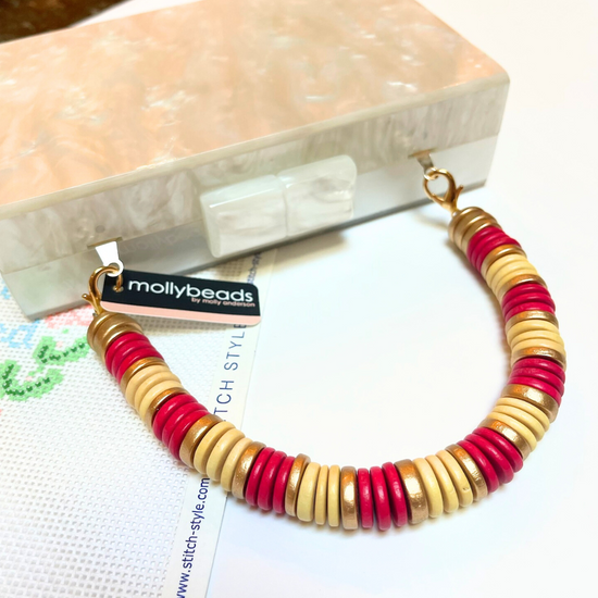 MOLLYBEADS Clutch Handle- Yellow, Red & Gold