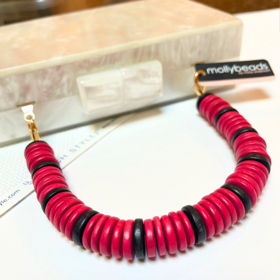 MOLLYBEADS Clutch Handle- Red & Black