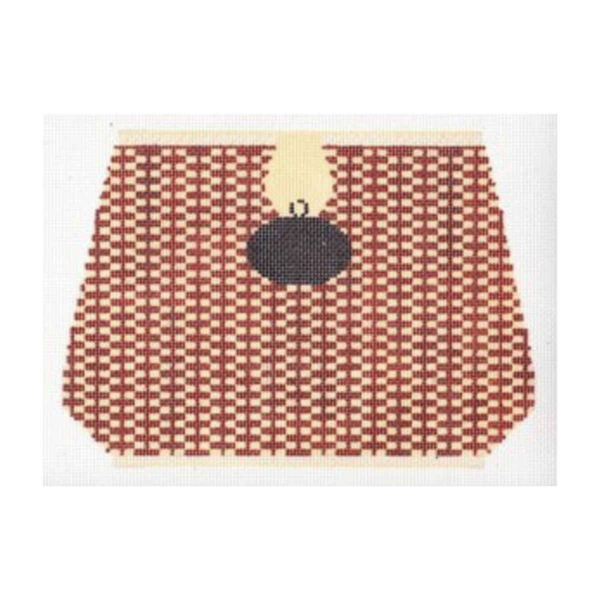 Large Nantucket Basket with Black Oval Needlepoint Canvas