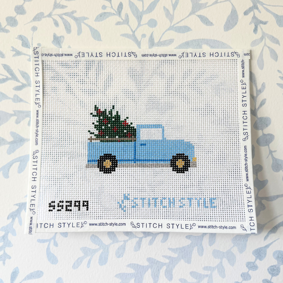 Blue Christmas Truck Needlepoint Canvas