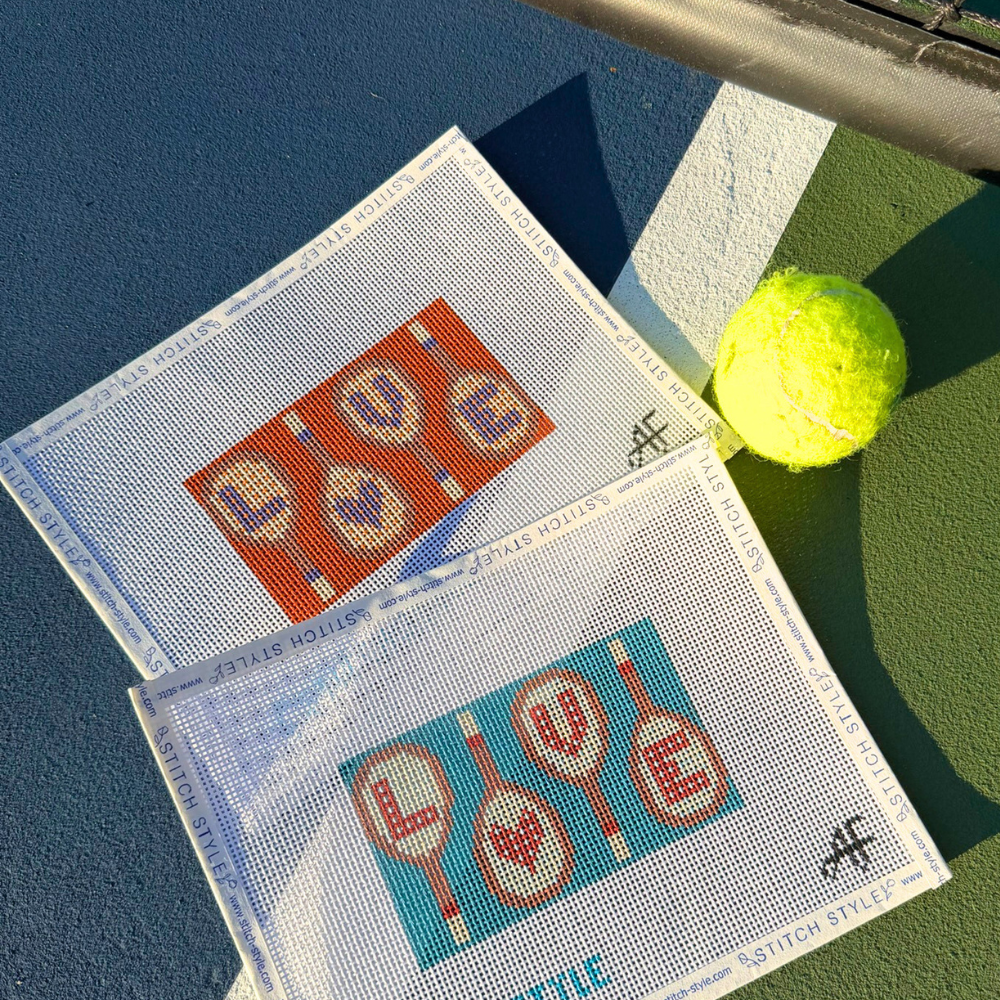 Tennis Racket Love Insert 13 mesh Needlepoint Canvas