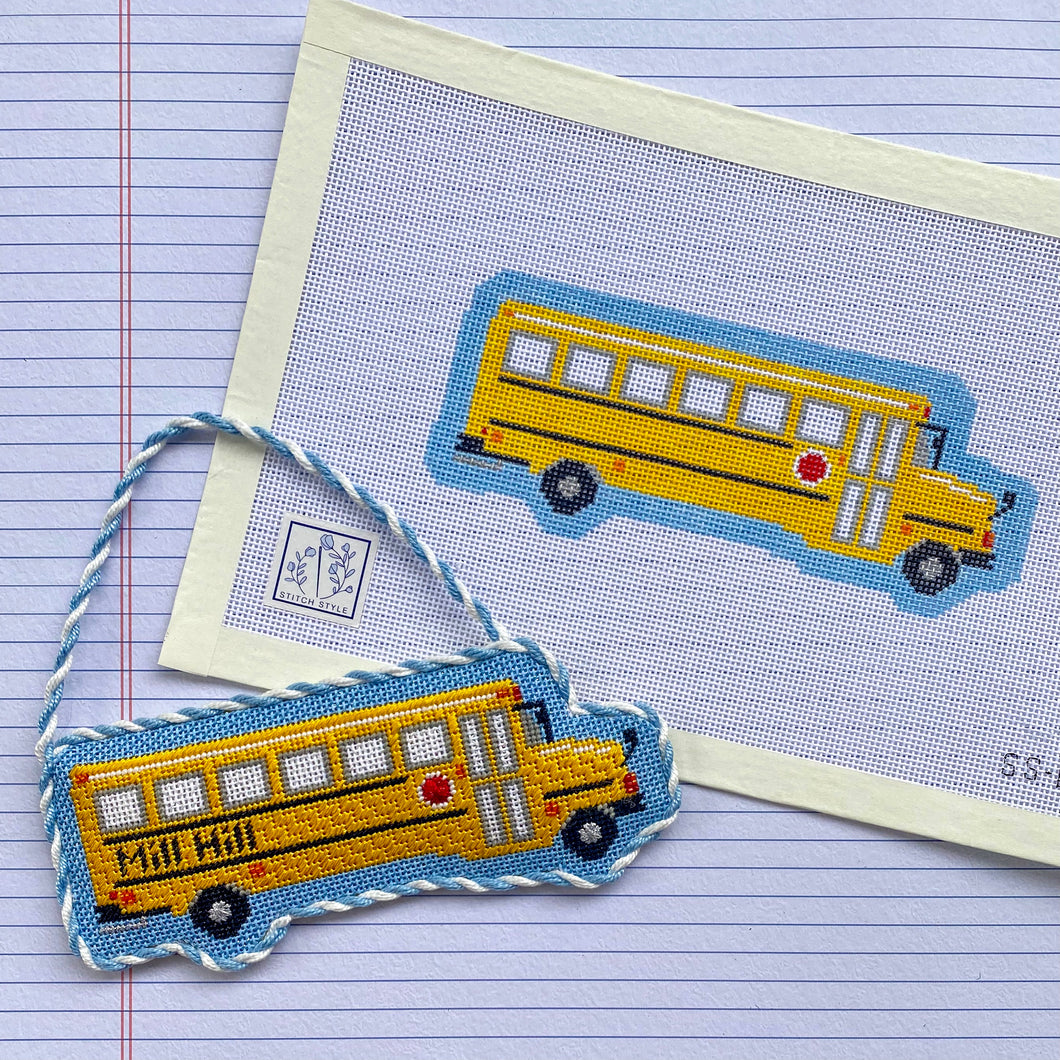 School Bus Needlepoint Canvas – Stitch Style Needlepoint