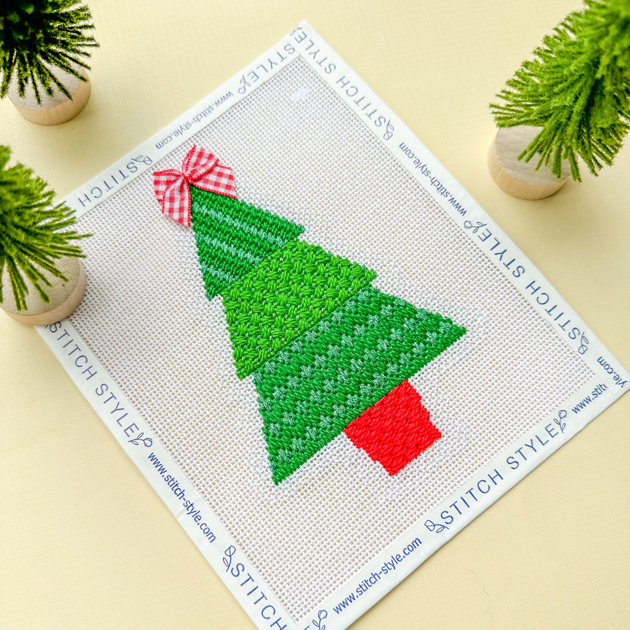 Triangle Trees- Dark Needlepoint Canvas | Stitch Style Needlepoint