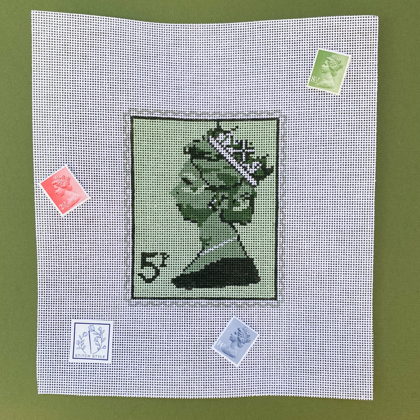 Queen Elizabeth Stamp Needlepoint Canvas