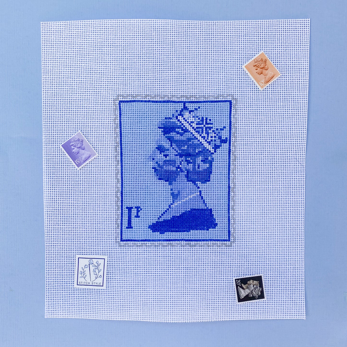 Queen Elizabeth Stamp Needlepoint Canvas
